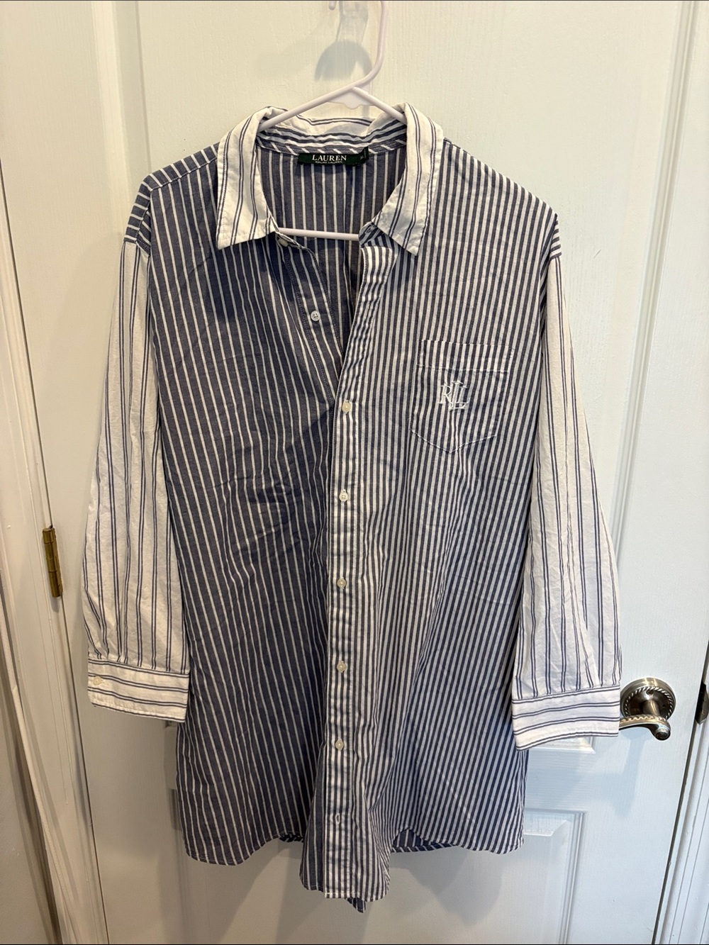 Lauren Ralph Lauren Relaxed Fit Collared Cotton Sleep Shirt Size XL